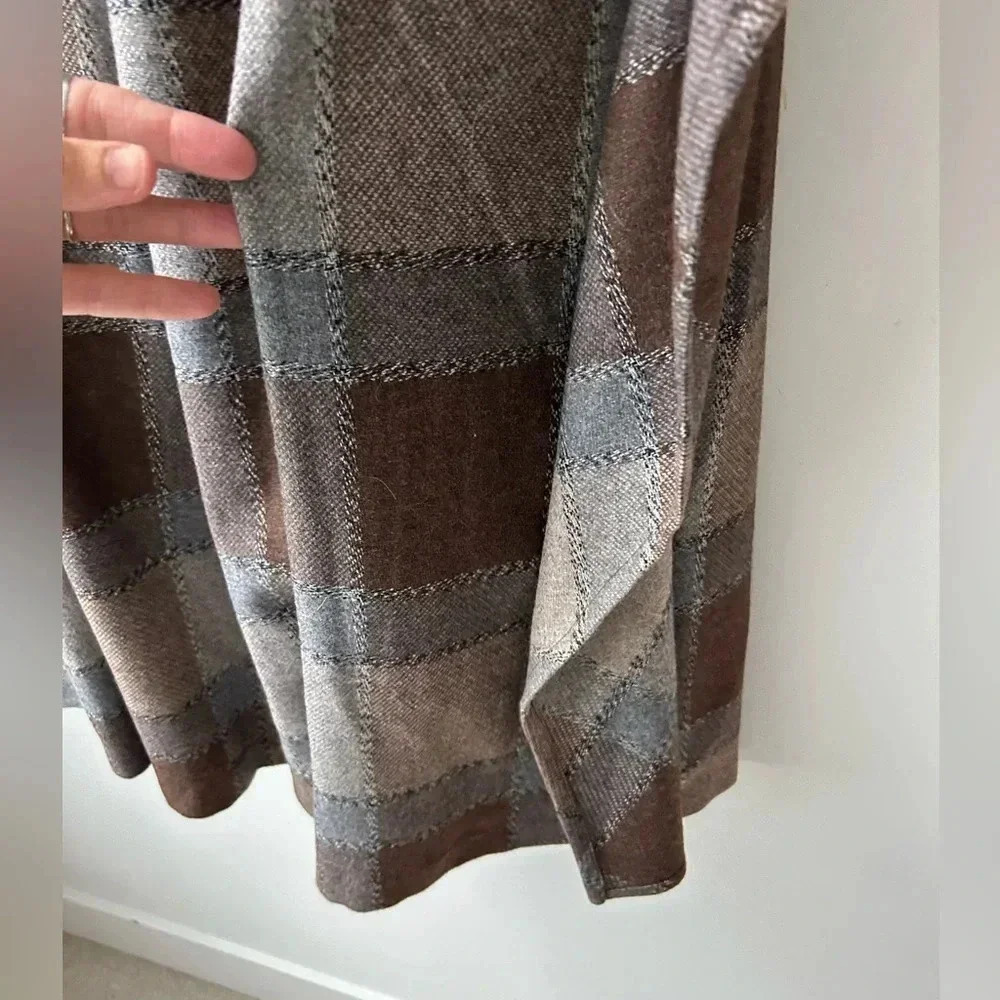 Vintage 90’s high waist wool plaid ruffle  midi skirt - Picture 10 of 16